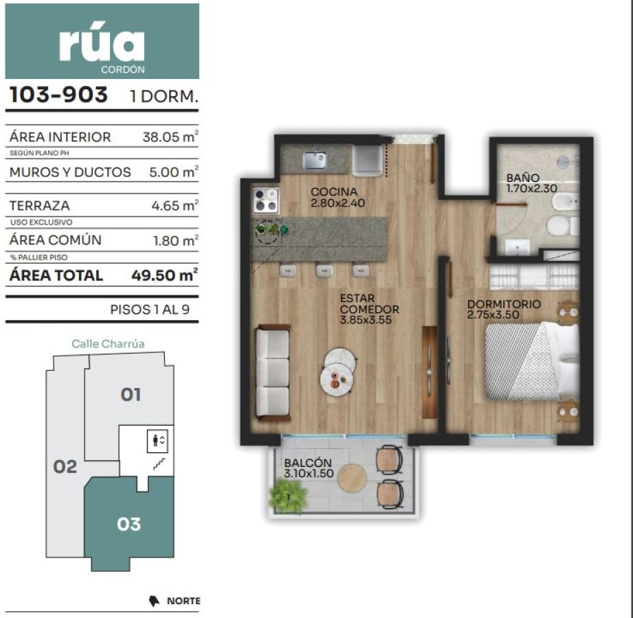 Apartamento ID.301 - Rua Cordon venta en obra apartamento un dormitorio