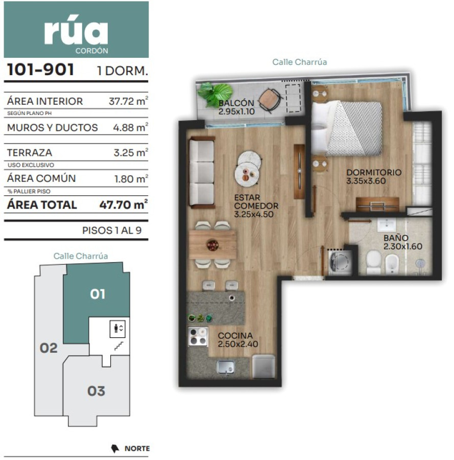Apartamento ID.301 - Rua Cordon venta en obra apartamento un dormitorio