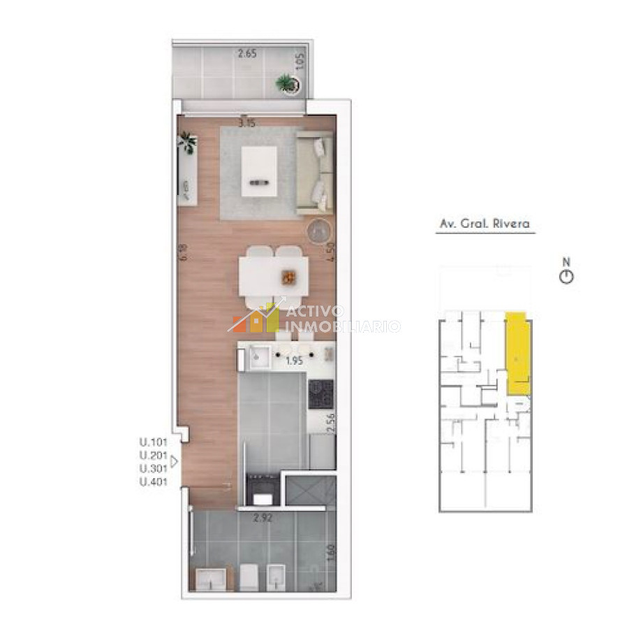Apartamento ID.229 - Venta monoambiente a estrenar + terraza + garaje opcional - Malvin