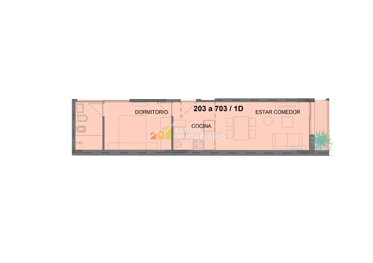 Apartamento ID.200 - Apartamento de obra nueva con renta 1 dormitorio + terraza