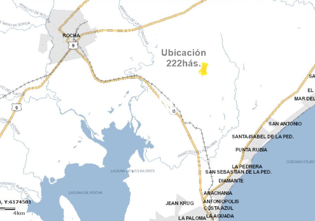 Campo Ref.2948 - A pocos kilómetros de Rocha, La Pedrera y La Paloma.
