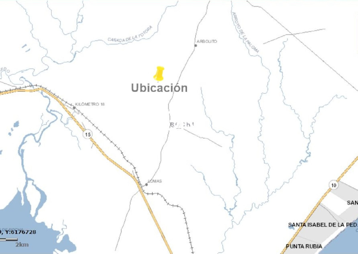 Campo Ref.2948 - A pocos kilómetros de Rocha, La Pedrera y La Paloma.
