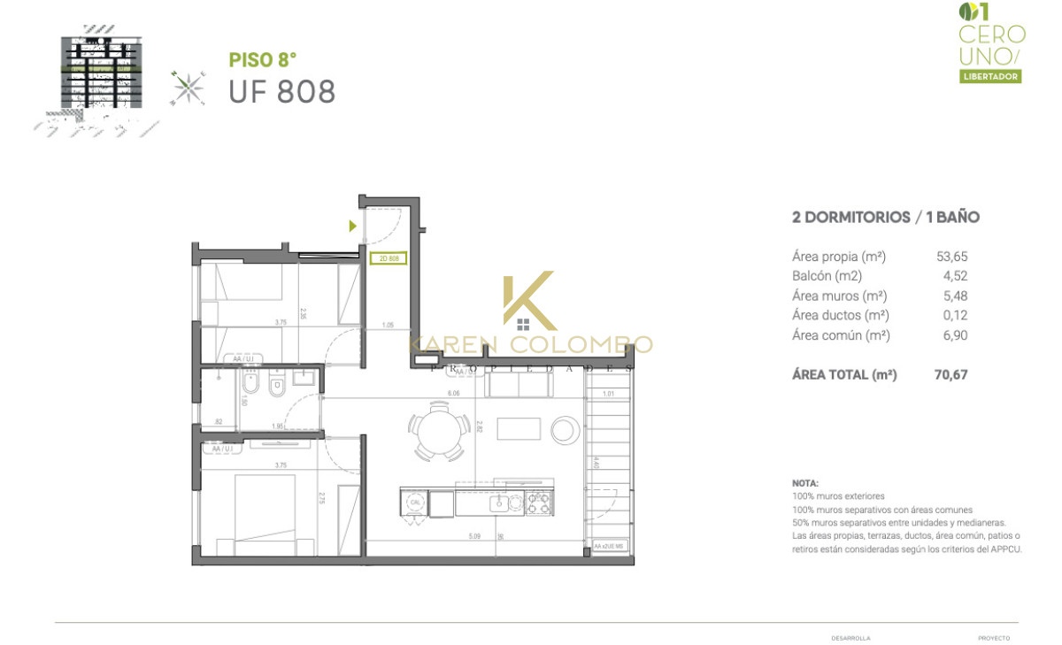 Apartamento ID.21095810 - Apartamento 2 dormitorios en Aguada