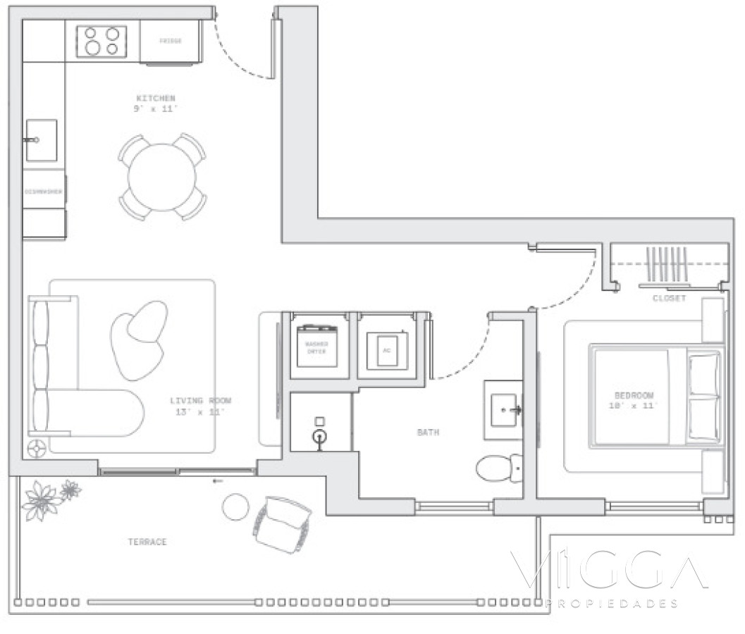 Apartamento ID.407/ - Venta apartamento 1 dormitorio Miami Beach