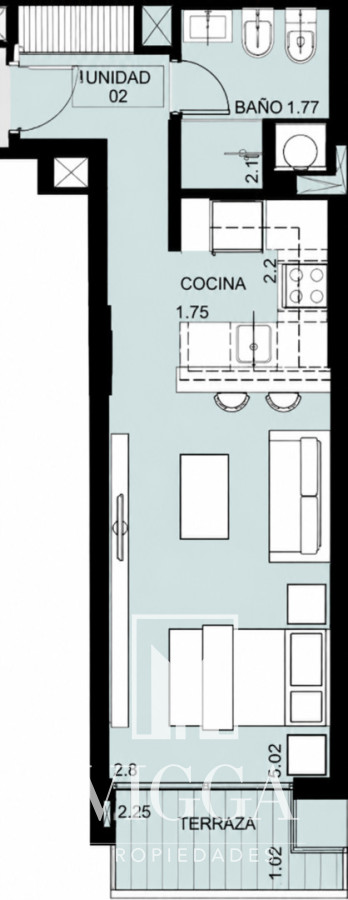 Apartamento ID.164 - Monoambiente en Venta en Punta del Este