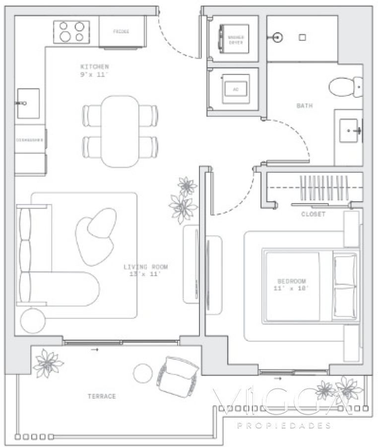 Apartamento ID.406/ - Venta apartamento 1 dormitorio Miami Beach