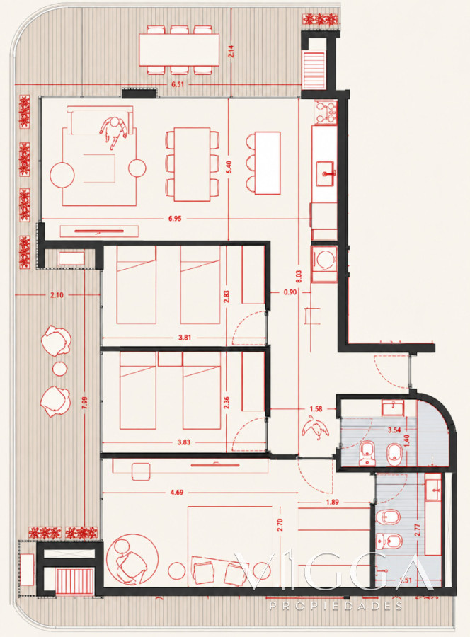 Apartamento ID.265/ - Apartamento en venta tres dormitorios Rotunda al Lago