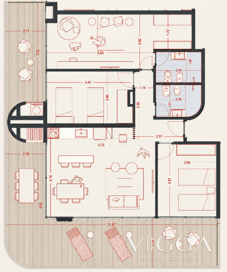 Apartamento ID.263/ - Apartamento en venta tres dormitorios Rotunda al Lago