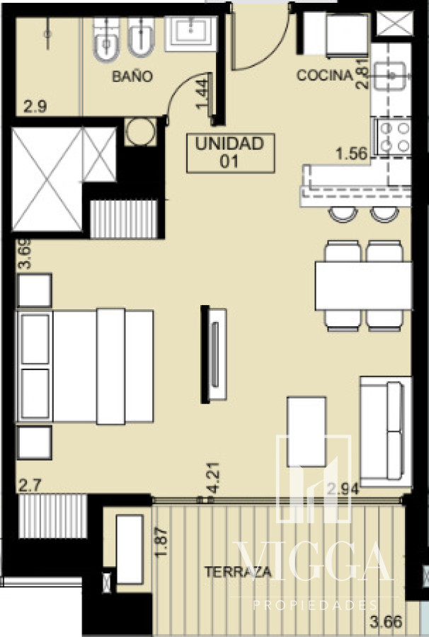 Apartamento ID.163 - Monoambiente en Venta en Punta del Este