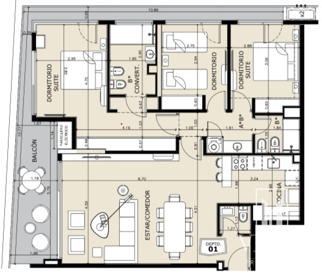 Apartamento ID.194 - Apartamento en venta tres dormitorios Punta del Este