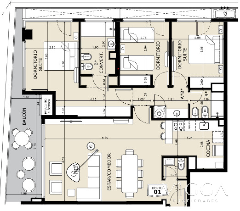 Apartamento ID.209 - Apartamento en venta tres dormitorios Punta del Este