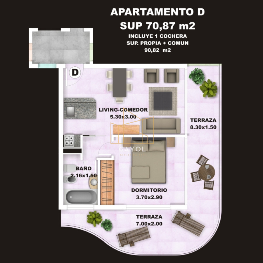 Apartamento ID.1135 - Apartamento en venta de 1 dormitorios, en Punta del Este 