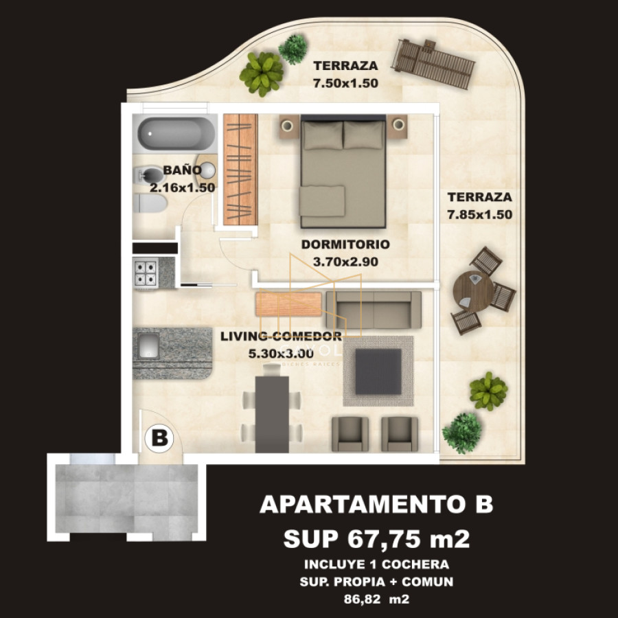 Apartamento ID.1135 - Apartamento en venta de 1 dormitorios, en Punta del Este 