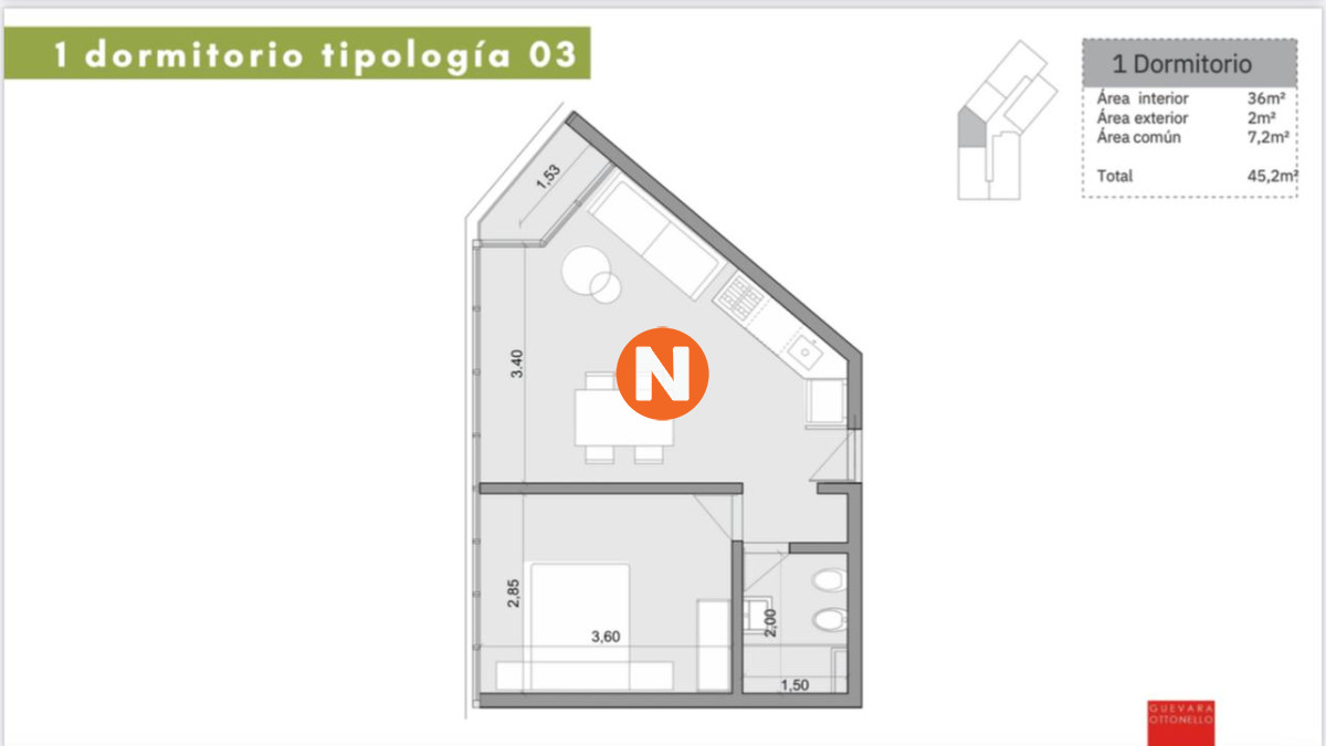Apartamento Ref.221167 - Venta de Apartamento de 1 Dormitorio