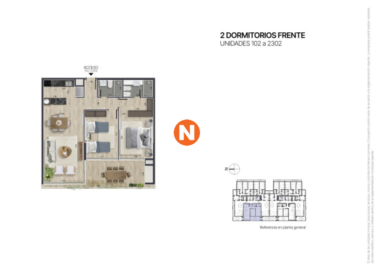 Apartamento Ref.225183 - Apartamento de 2 dormitorios al frente Península 