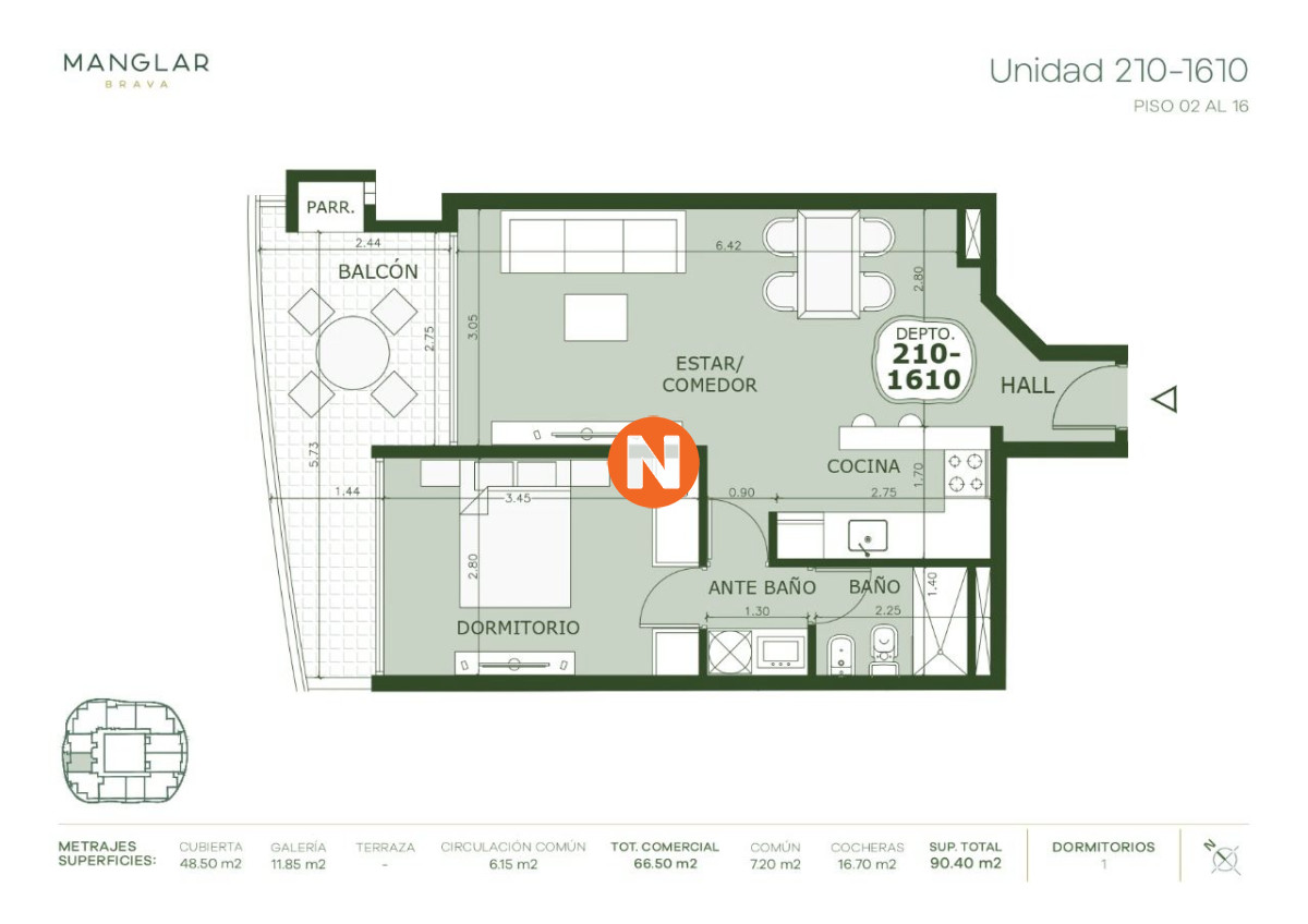 Apartamento Ref.224303 - A Estrenar apartamento 1 dormitorio, Con Amenities Gastos Comunes bajos