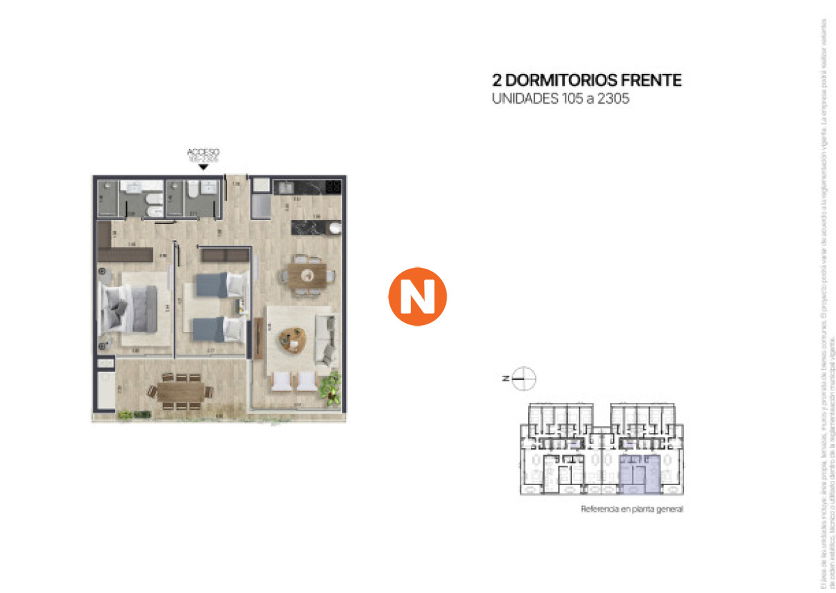 Apartamento Ref.225183 - Apartamento de 2 dormitorios al frente Península 