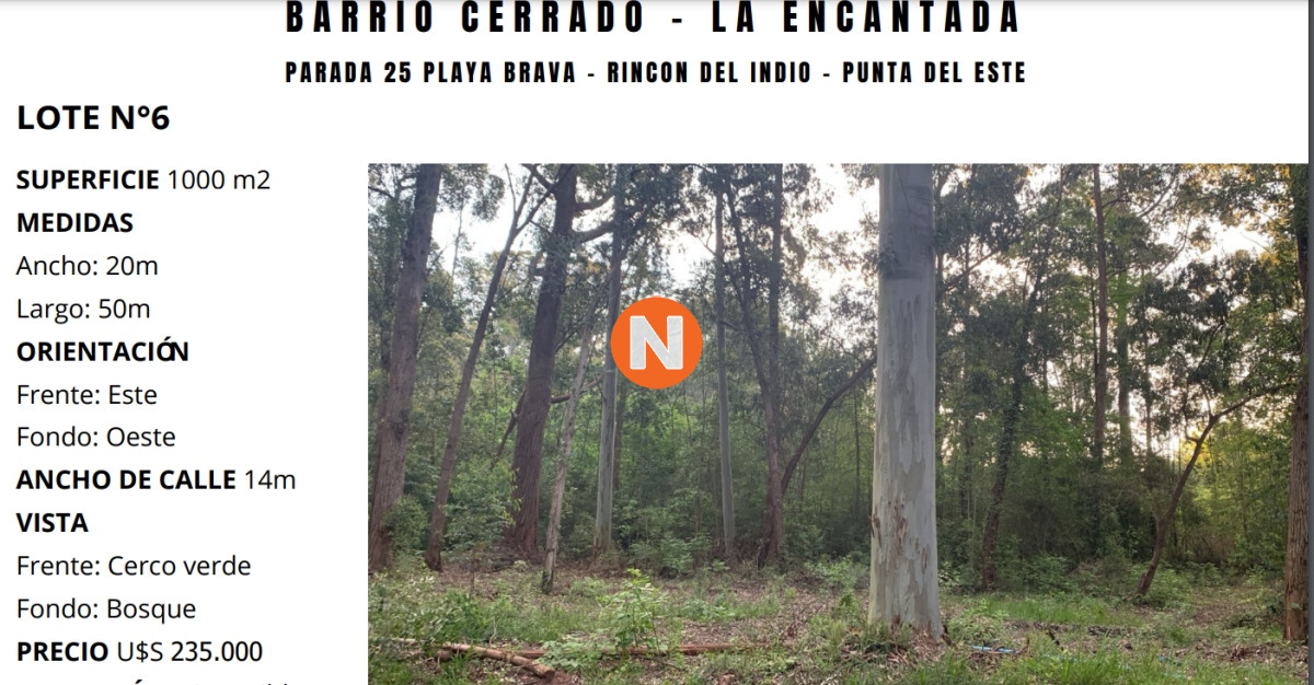 Terreno Ref.222034 - Terreno en Punta del Este, Rincón del Indio