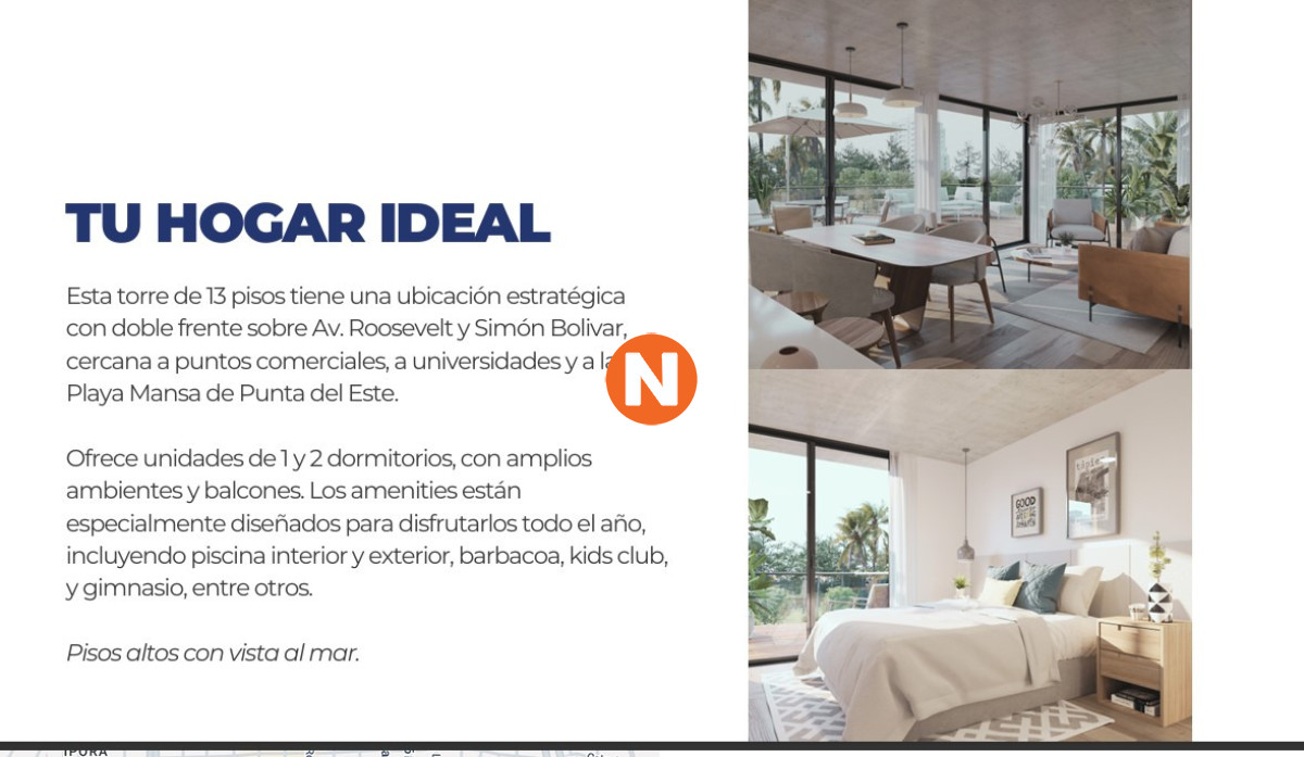 Apartamento Ref.225223 - MANSA TOWER PUNTA DEL ESTE VENTA DE APARTAMENTO A ESTRENAR DE 2 DORMITORIOS ROOSEVELT 