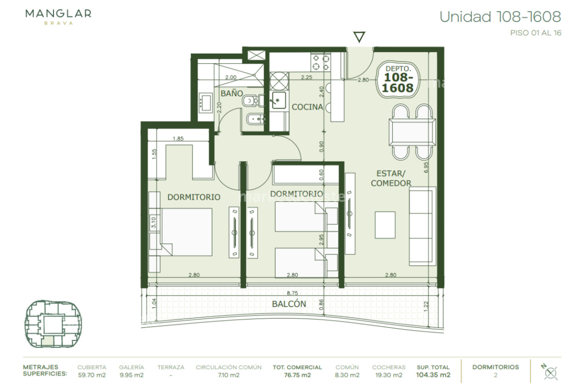 Apartamento ID.7388 - MANGLAR BRAVA - 2 DORM