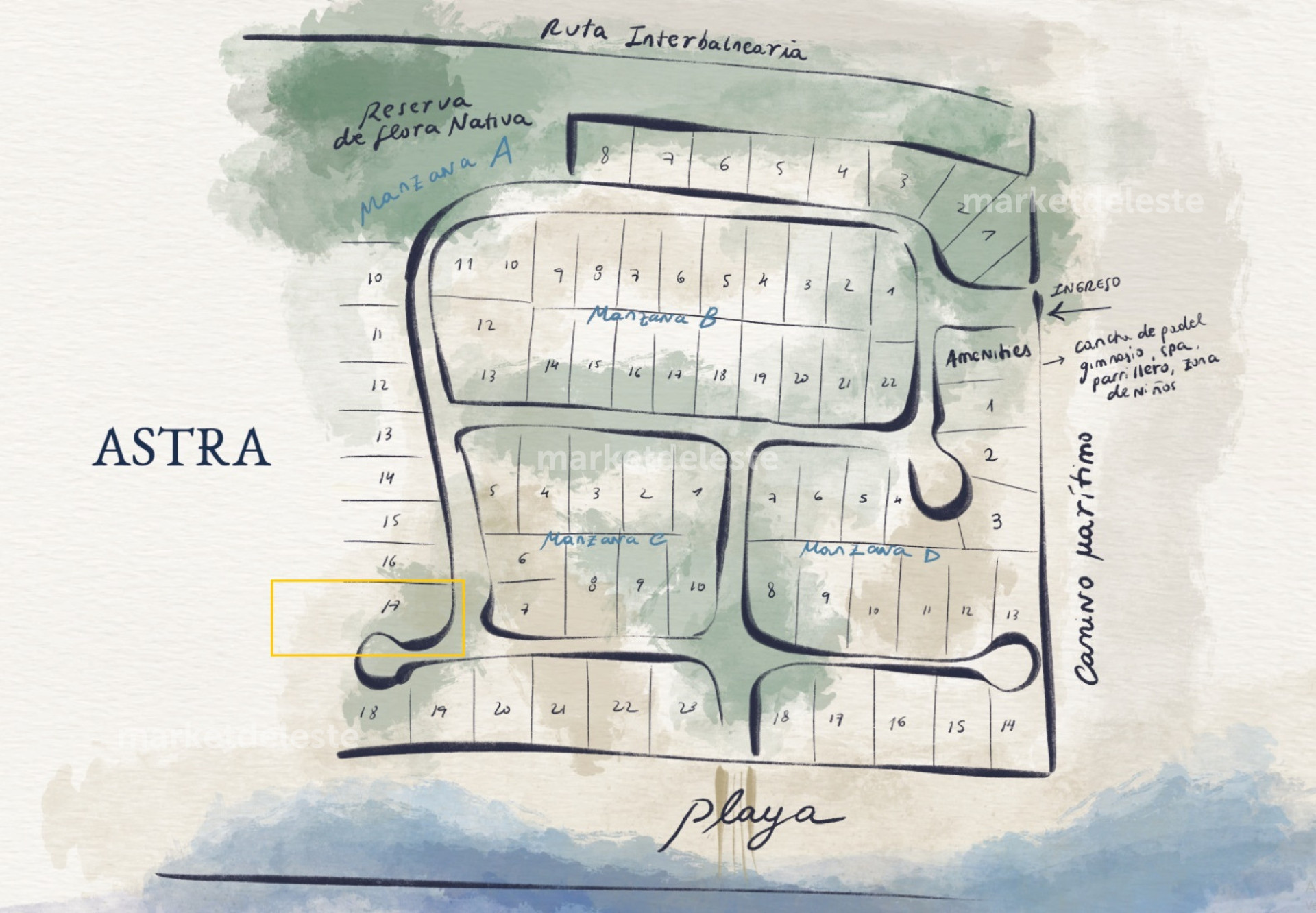 LOTE EN BARRIO ASTRA AL MAR  DE 1730 M2 - MKT7938T