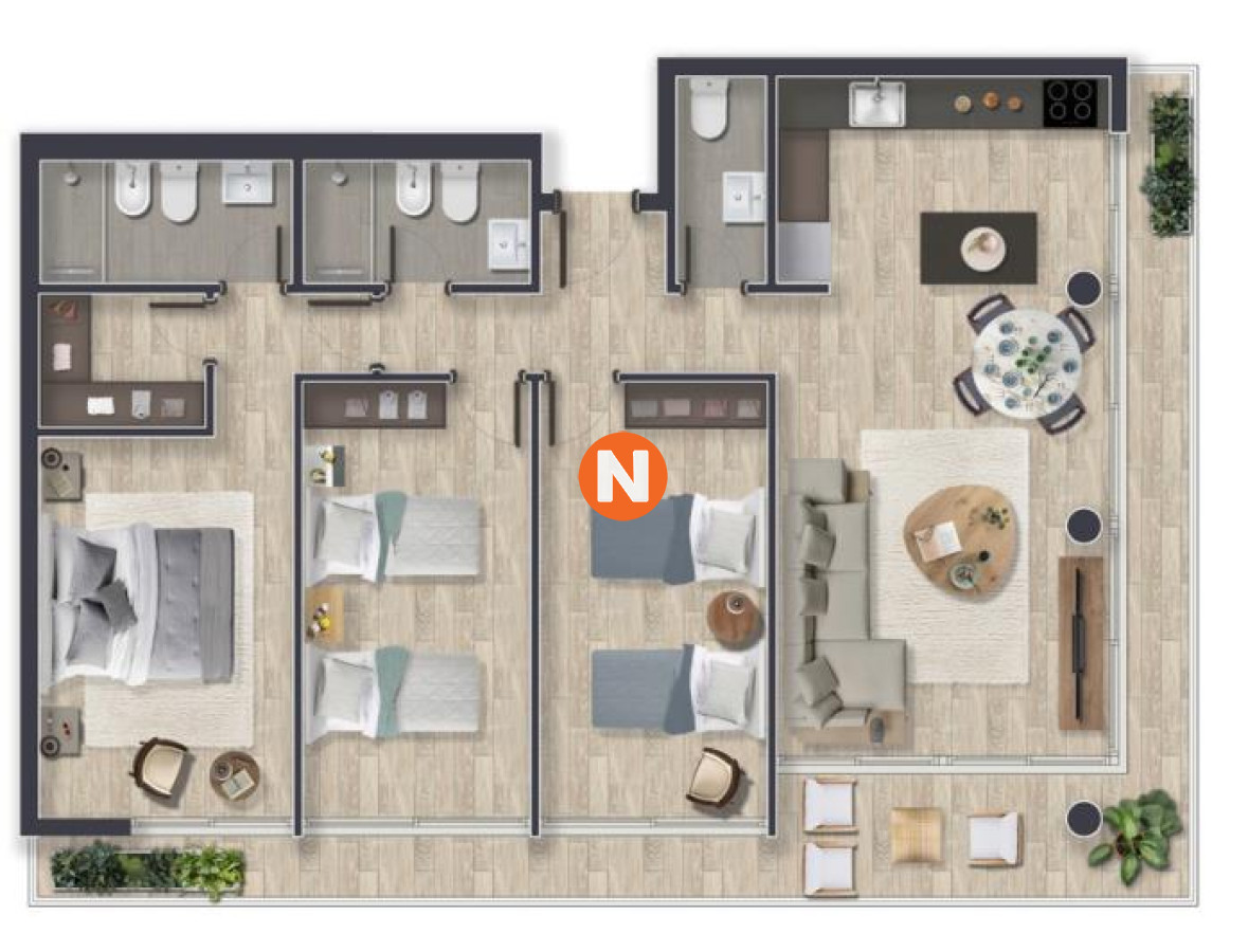 Apartamento Ref.225210 - Apartamento de 3 dormitorios en venta, Punta del Este