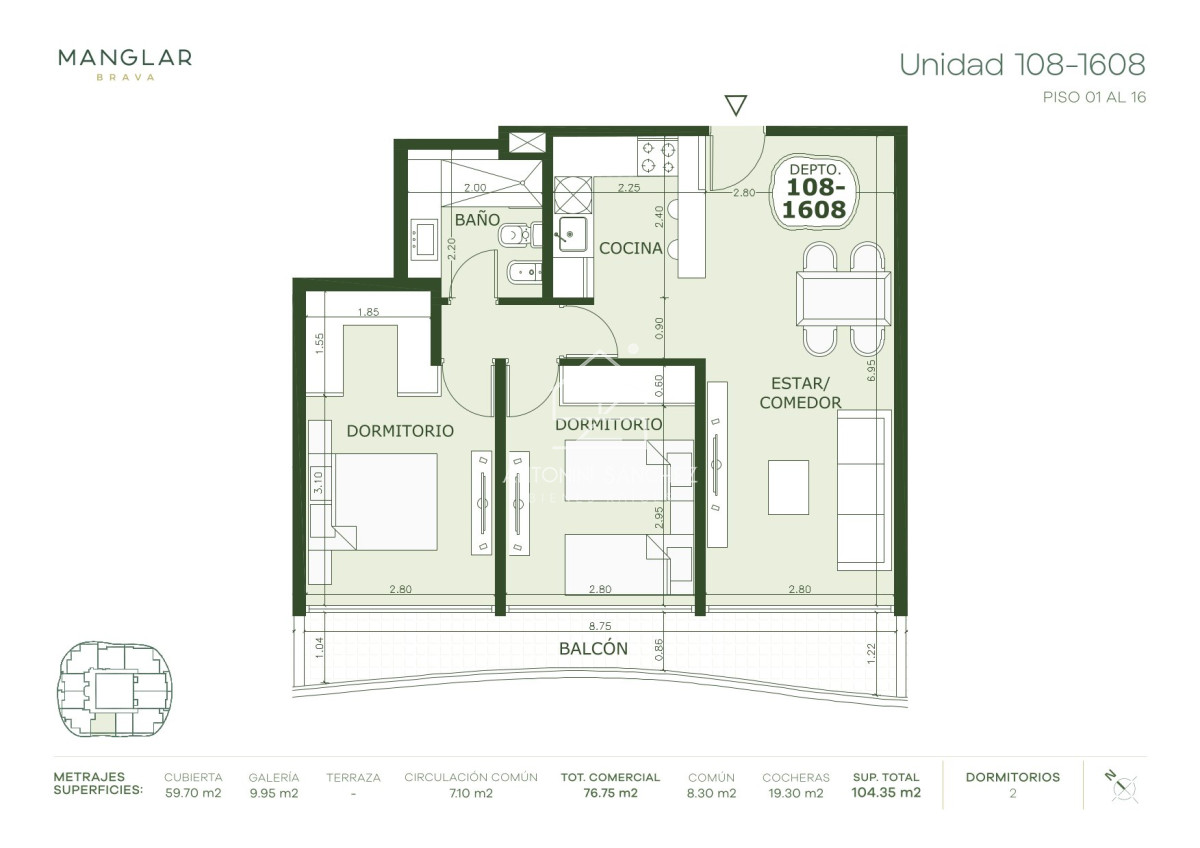 Apartamento ID.1143 - Apartamento de 2 dormitorios Manglar en venta, Punta del Este