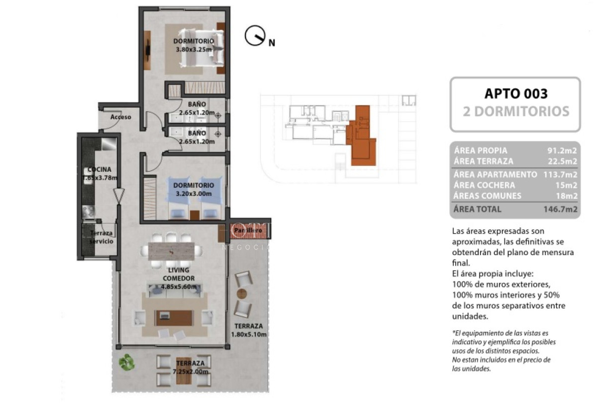 Apartamento ID.25959 - Apartamento de 2 dormitorios en venta en Playa Brava, Punta del Este