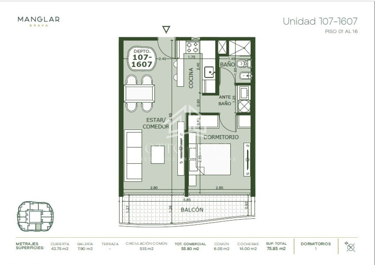 Apartamento ID.26794 - OPORTUNIDAD PROYECTO MANGLAR  EN POZO EN PUNTA DEL ESTE, Apartamento en venta, 1 dormitorio en playa brava 