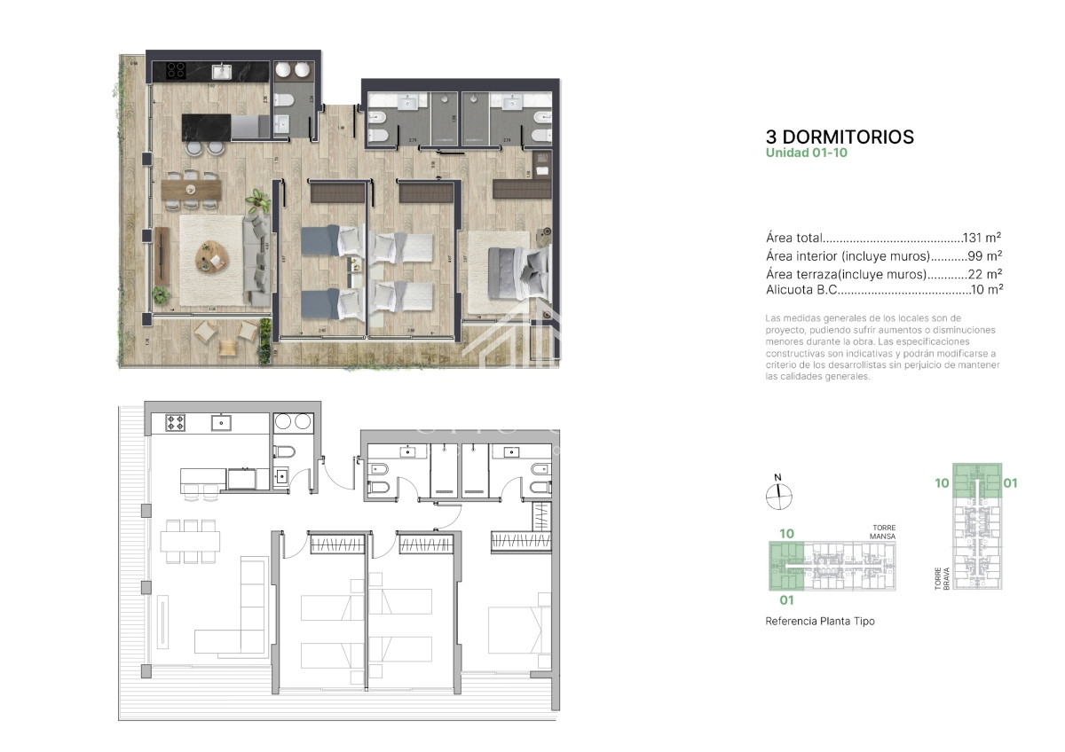 Apartamento ID.28178 - Espectacular apartamento ubicado en parada 4, Punta del Este de 3 dormitorios