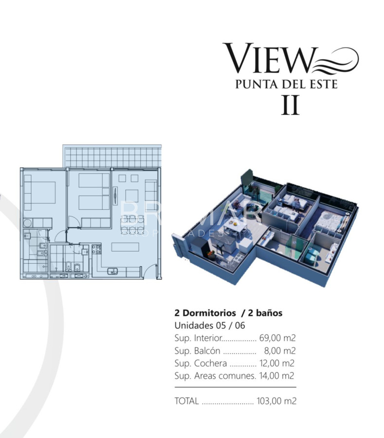 Apartamento ID.115 - View II exclusivo apartamento de 2 dormitorios con garaje y gastos de ocupación incluidos.