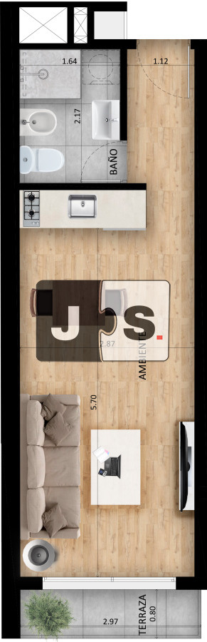 Apartamento ID.3474 - Venta monoambiente a estrenar Cordón.