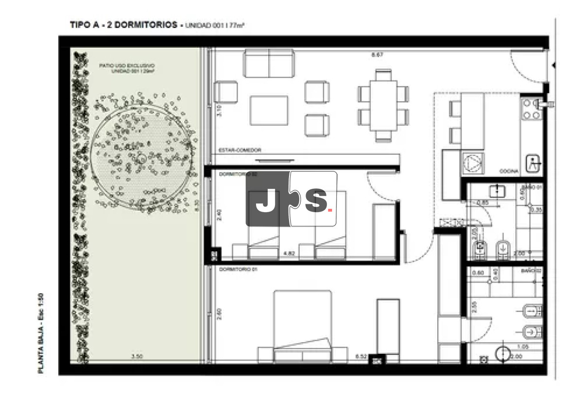 Apartamento ID.3385 - Vendo Apartamento a Estrenar, 2 Dormitorios, 2 Baños, Barrio Pocitos