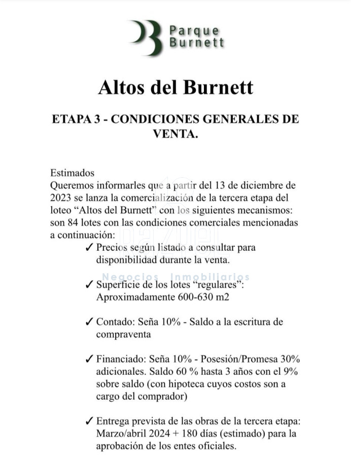 Terreno ID.570 - Terreno en Parque Burnett