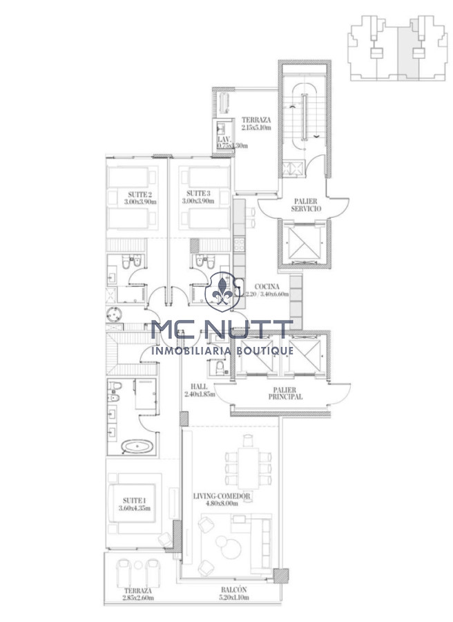 Apartamento Ref.820/ - Le Parc IV piso alto en venta 3 dormitorios