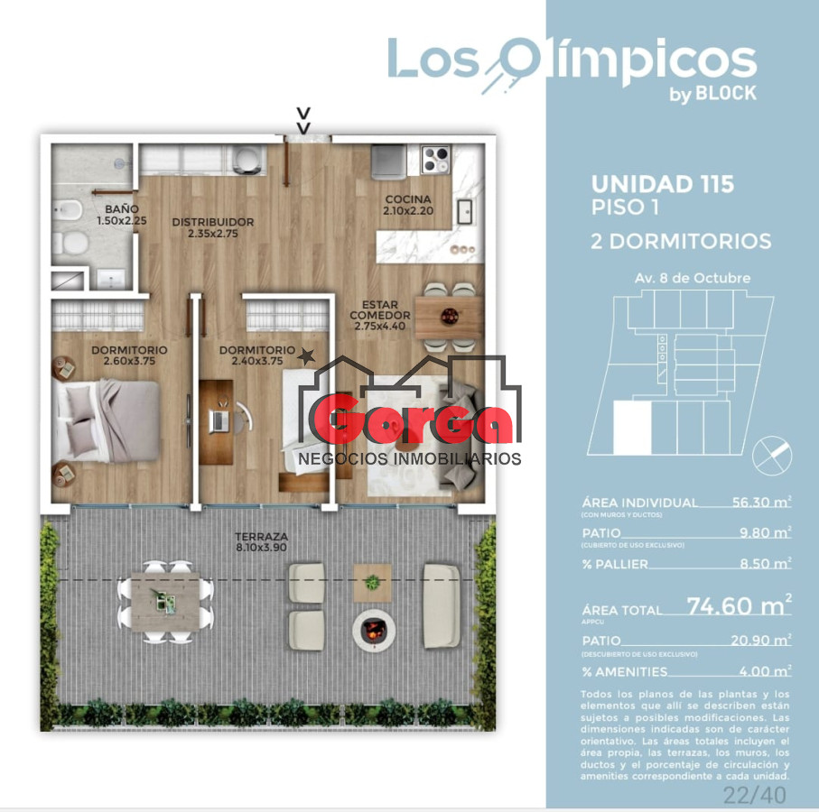 Apartamento ID.467 - Apartamentos de 2 dormitorios, Edificio Los Olímpicos