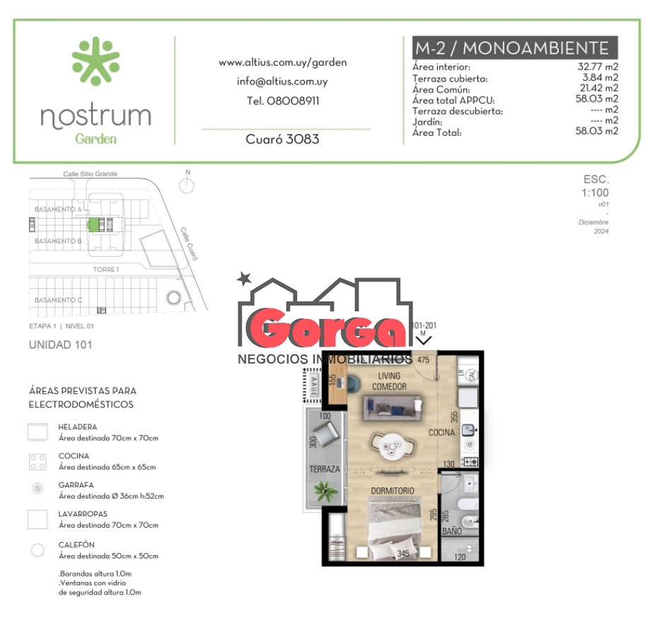Apartamento ID.516 - Edificio Garden Prado!  Monoambiente