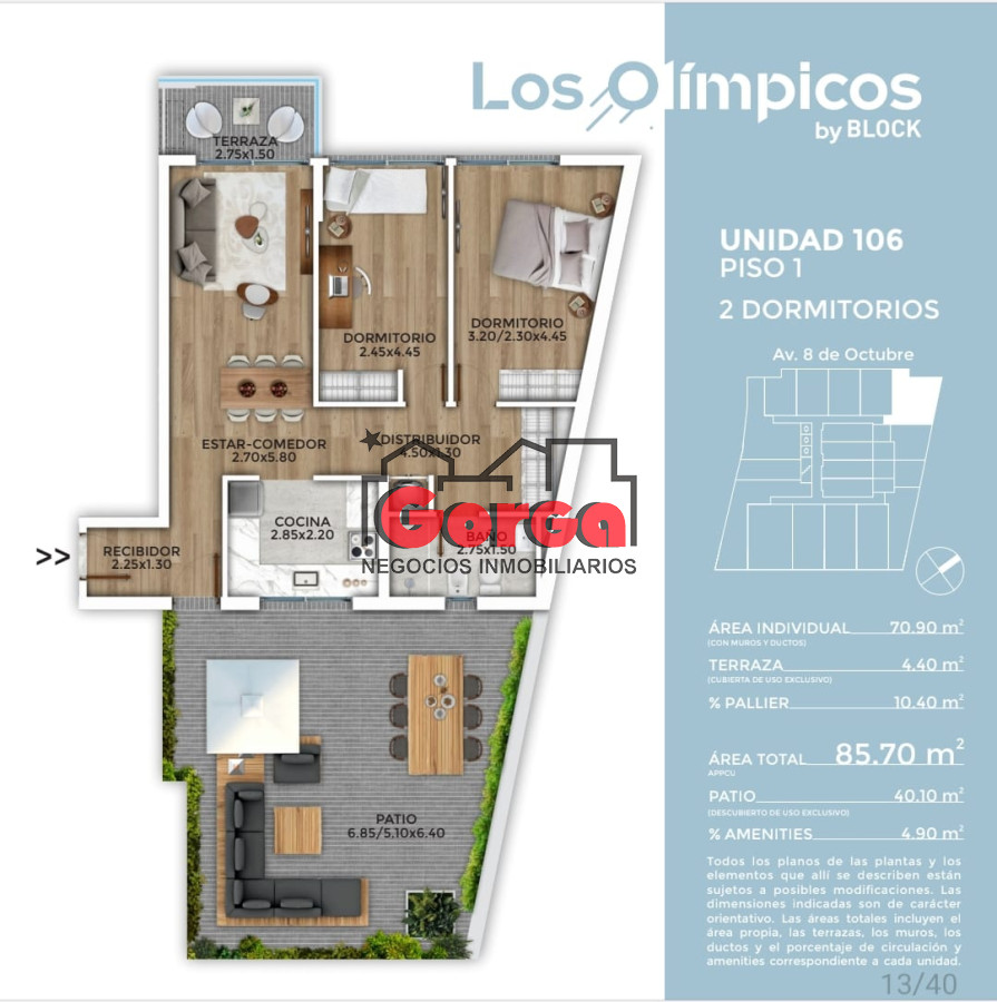 Apartamento ID.467 - Apartamentos de 2 dormitorios, Edificio Los Olímpicos