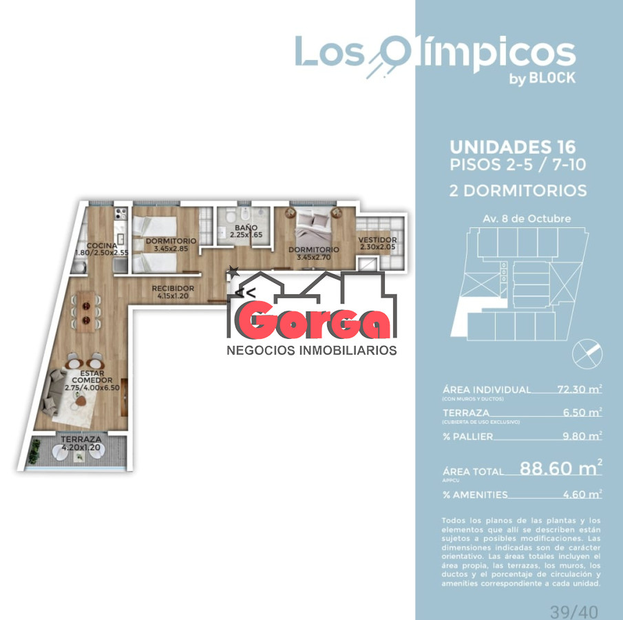 Apartamento ID.467 - Apartamentos de 2 dormitorios, Edificio Los Olímpicos