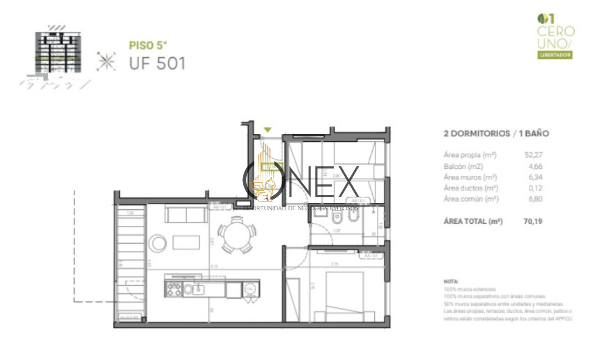 Apartamento ID.4129 - Venta de Apartamento de 2 dormitorios al frente en Av. Libertador 