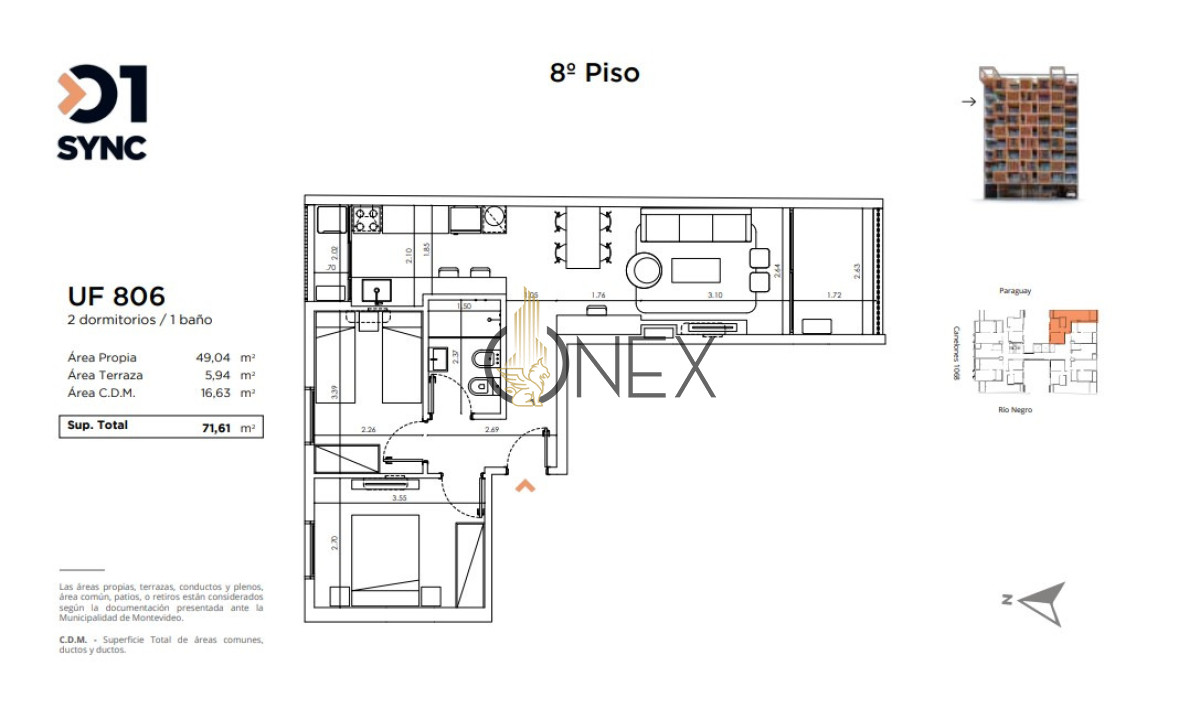 Apartamento ID.3321 - Alquiler de Apartamento 2 dormitorios + cochera vista a la rambla Barrio Sur