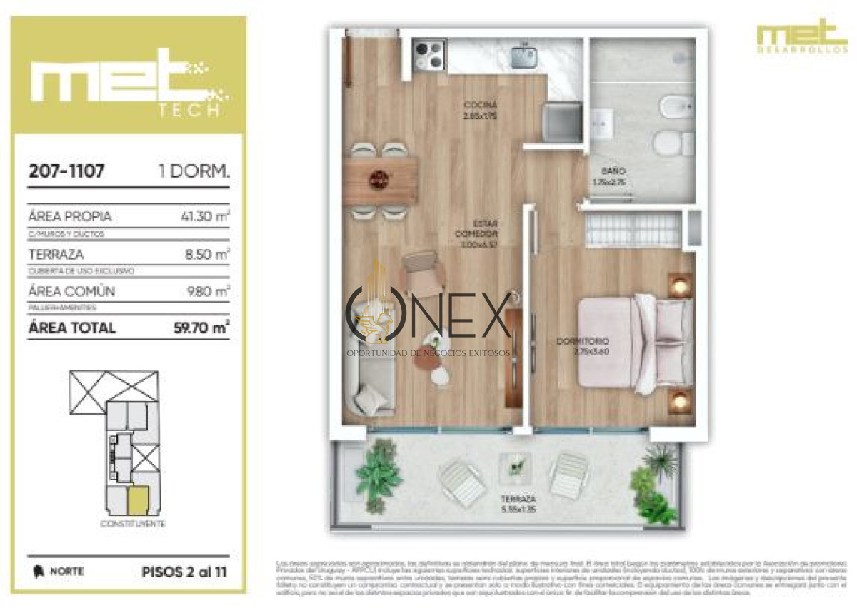 Apartamento ID.3662 - Estilo de vida urbano - Venta Ap. Cordon 1D Frente Terraza Amenities 