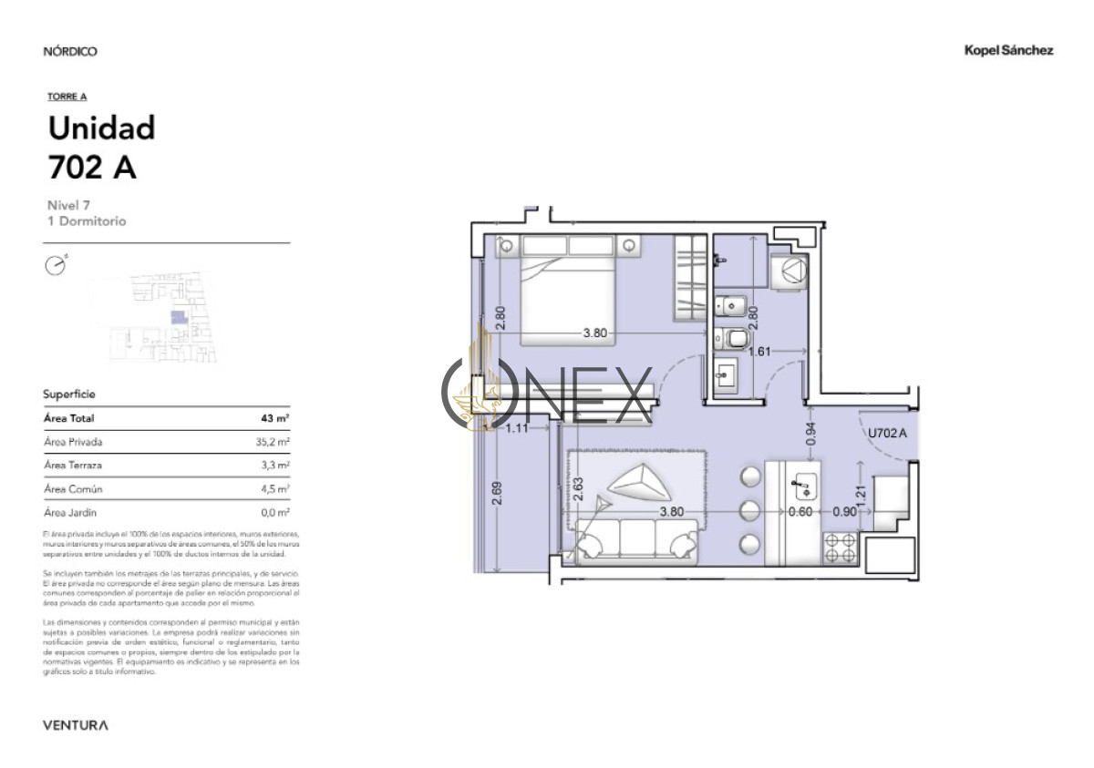 Apartamento ID.2843 - Apartamento de 1 dormitorio en venta – Ventura Nórdico