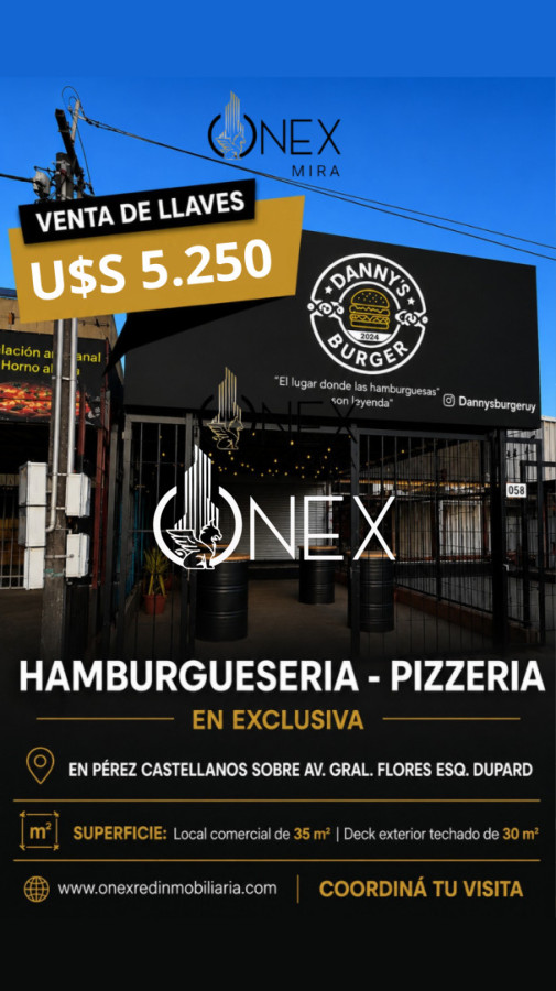Local Comercial ID.4625 - Venta de Llave - Local Gastronómico (Hamburgueseria - Pizzeria) sobre Av. Gral. Flores🍔🍕 