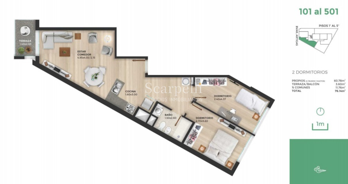 Apartamento ID.10806 - Estrena Octubre 2020 Próximo Tres Cruces: Blvar. Artigas y Nueva Palmira: 2dormitorios + garaje opcional.-