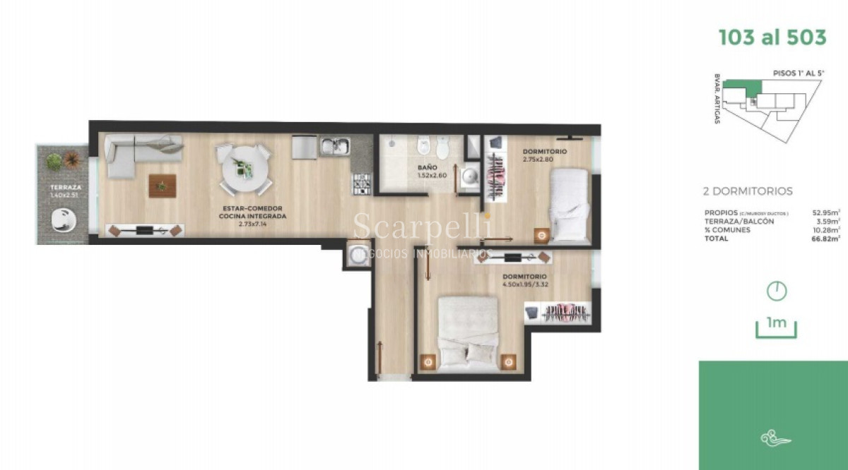 Apartamento ID.10806 - Estrena Octubre 2020 Próximo Tres Cruces: Blvar. Artigas y Nueva Palmira: 2dormitorios + garaje opcional.-