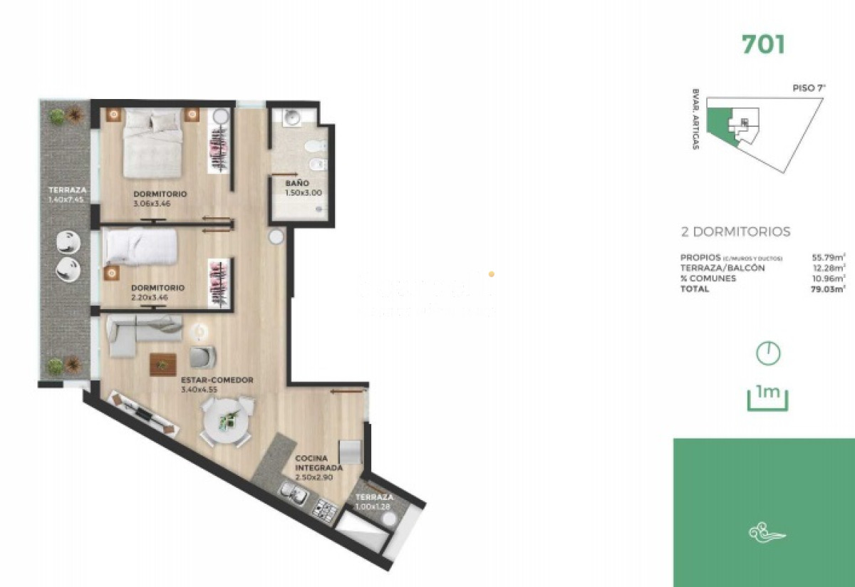 Apartamento ID.10806 - Estrena Octubre 2020 Próximo Tres Cruces: Blvar. Artigas y Nueva Palmira: 2dormitorios + garaje opcional.-