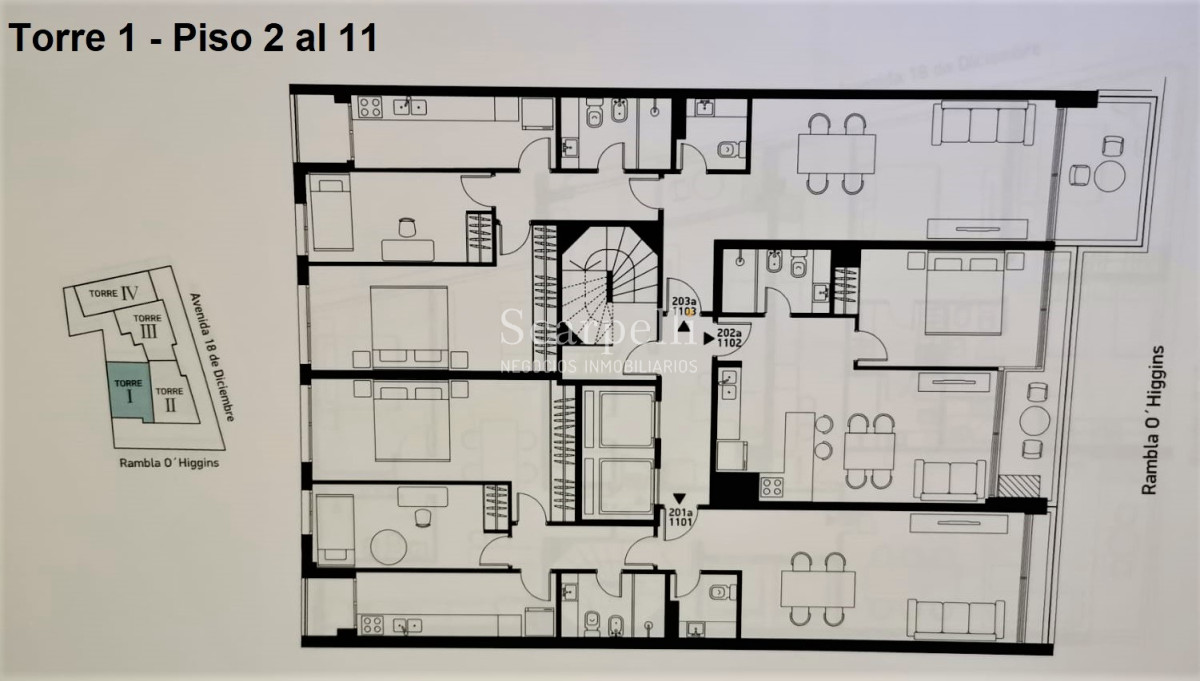 Apartamento ID.16614 - A estrenar apartamento Torre Arenas frente a Playa Malvín a mts. del Centro Comercial Orinoco.-