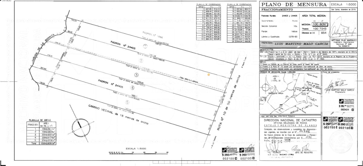 Chacra ID.19143 - Chacras exclusivas en la Ruta 10 muy proximo al acceso a Cabo Polonio y con fondos a la Laguna de Castillos.-