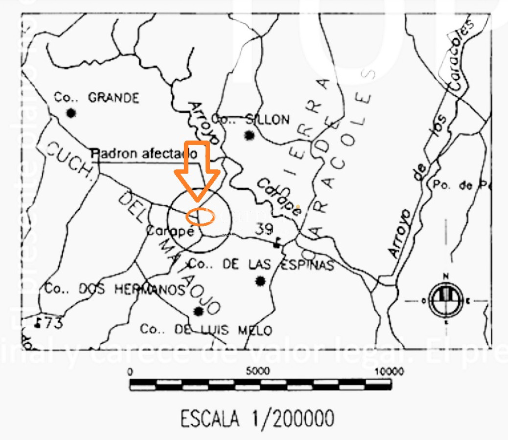 Chacra ID.37593 - Venta Chacra Maldonado proximo Límite con Lavalleja : Sierras de Carape con costa al arroyo Carapé.-